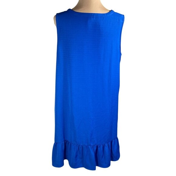 New Brannan Swing Dress Ruffle Hem Cobalt Blue Size L Large - Picture 3 of 7